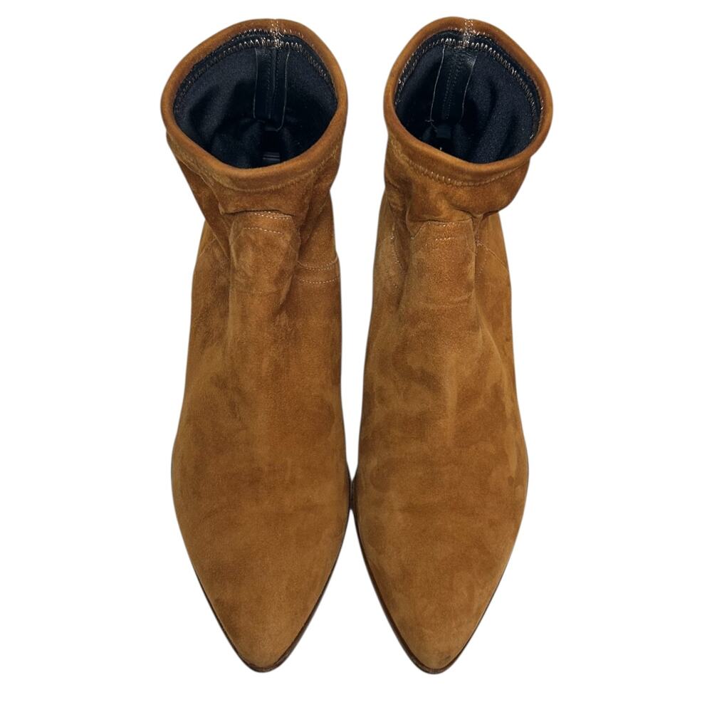 Tamara Mellon 'Go West Ankle' Bootie, Suede, Pull-On, Tan, Size 39.5 EU, 9.5 US - Picture 5 of 11